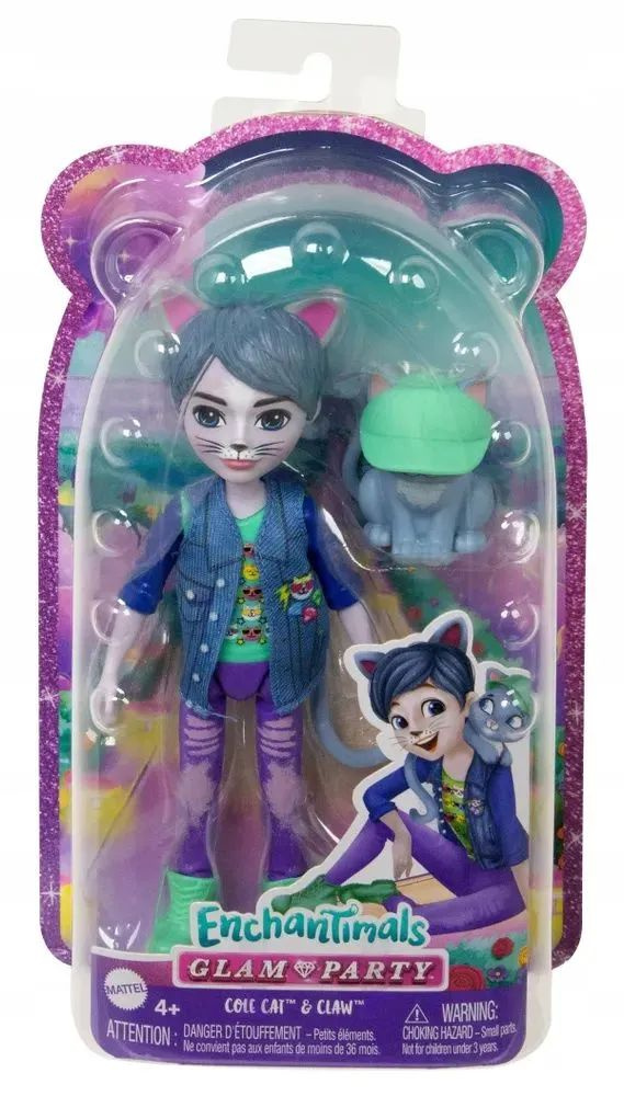 Кукла Mattel Enchantimals Glam Party Кот Коул Кэт с питомцем HNT59 / Энчантималс Гламурная вечеринка #1