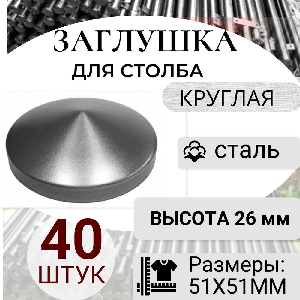 Кованый элемент "Заглушка круглая 51х51 мм" навершие на забор, для трубы , столба, защита от влаги и #1