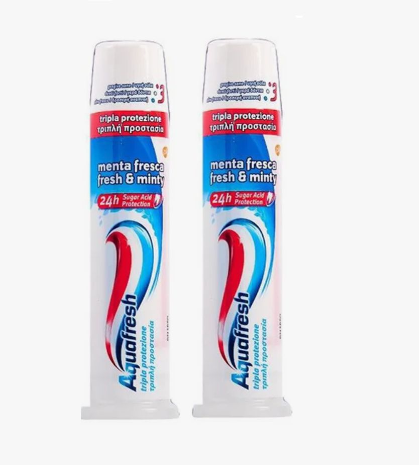 Зубная паста с дозатором для отбеливания зубов аквафреш 100 мл., 2 шт  #1