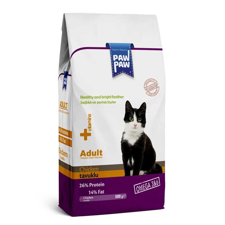 Pawpaw сухой корм для кошек Adult Cat Food with Chicken, 0,5кг 5 шт #1