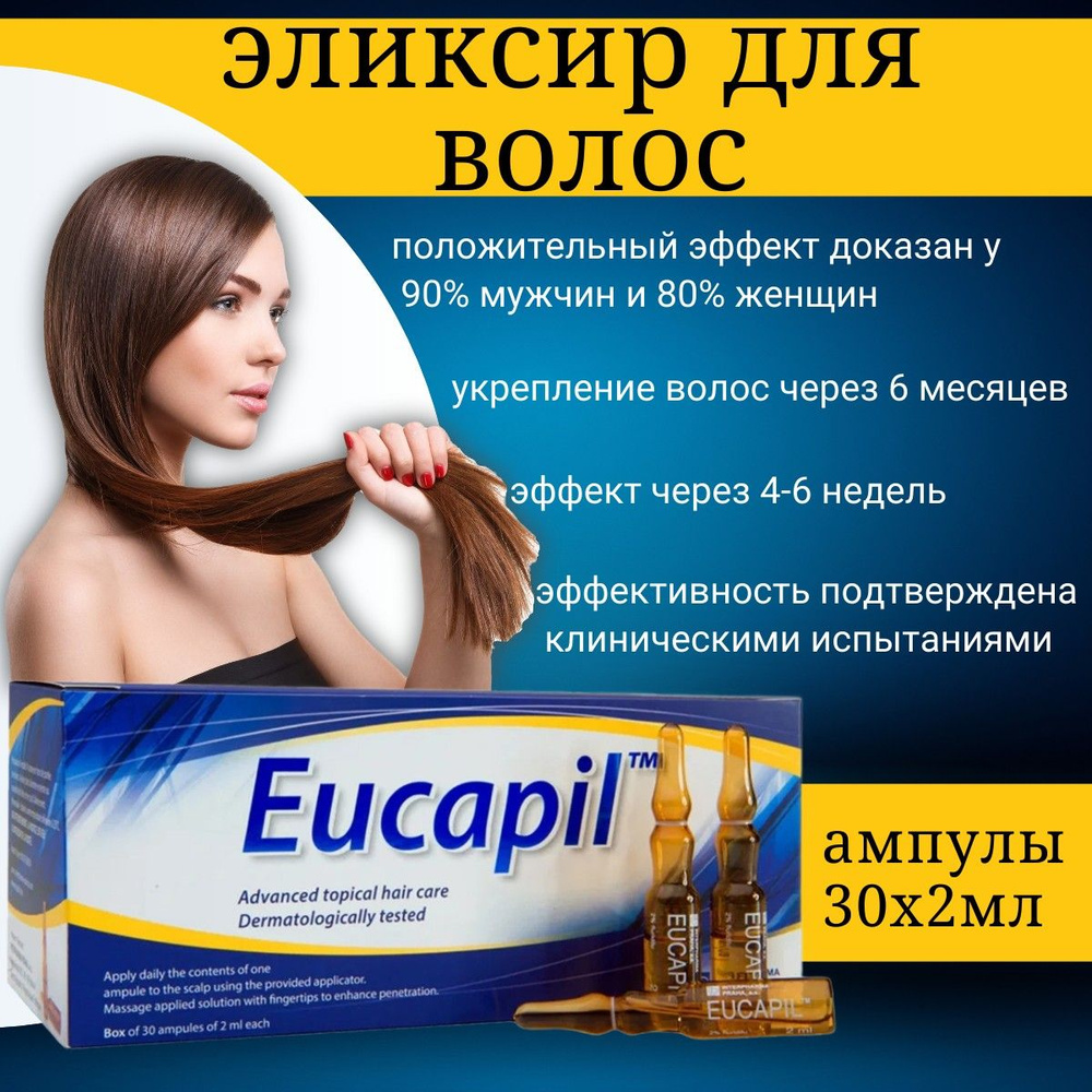 Эвкапил (Eucapil) - эффективное средство для роста волос (30х2мл) - купить  с доставкой по выгодным ценам в интернет-магазине OZON (1519031382)