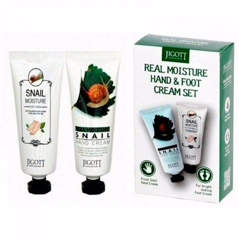 JIGOTT Набор кремов для рук и ног с экстрактом слизи улитки REAL MOISTURE HAND AND FOOT CREAM SET (100мл+100мл) #1