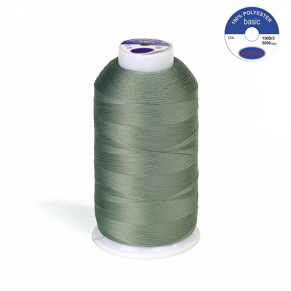 Швейные нитки MAXag basic текстурированные, эластичные, полиэстер, полынь, 5000 ярд (MAX/100D/530)  #1