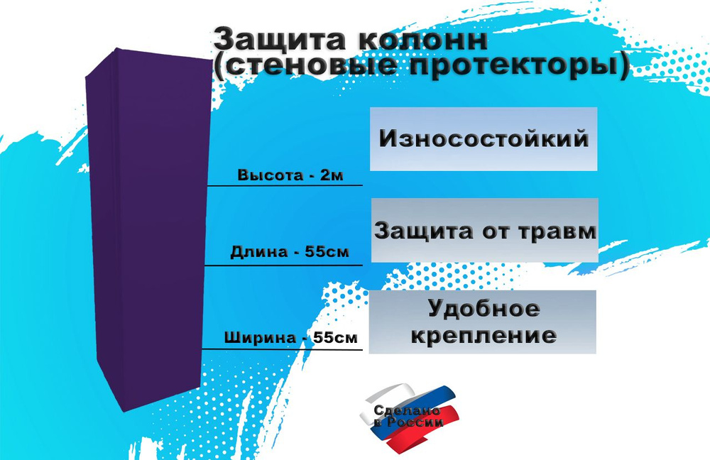 Защита колонн (стеновой протектор), высота 200см, ширина 55см SportPanda  #1