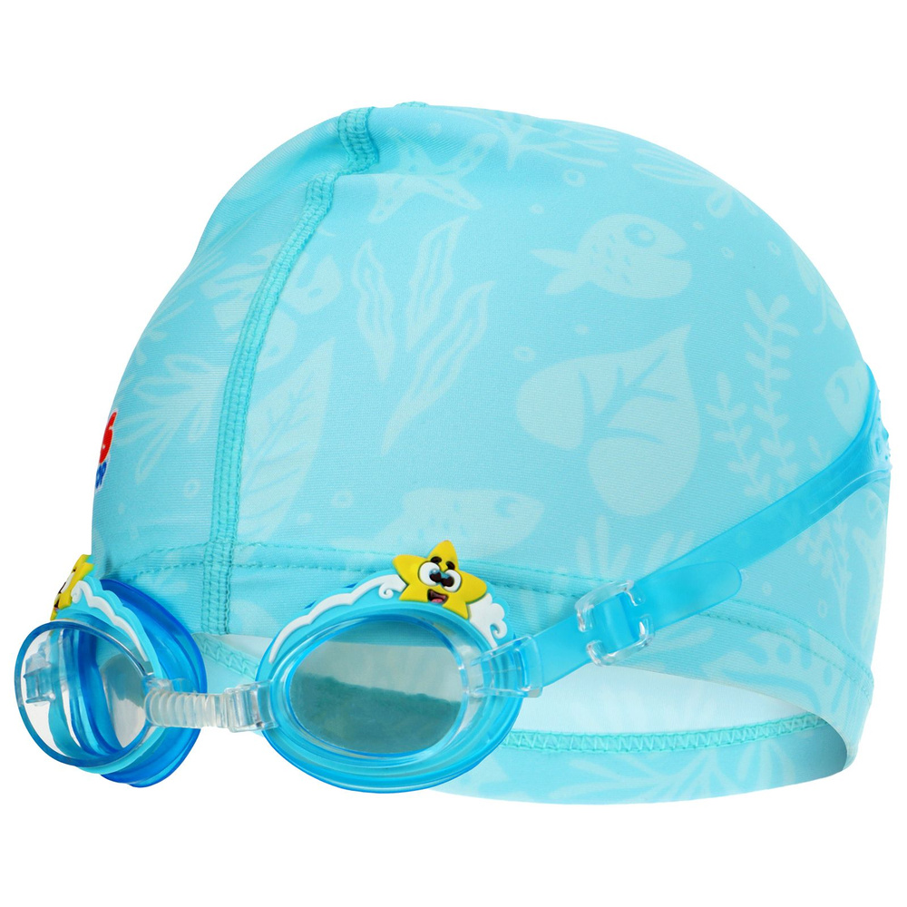 Набор для плавания детский ONLYTOP Морской мир : шапочка, очки, мешок  #1