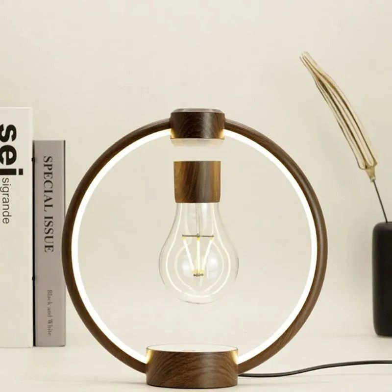 Светильник левитирующая лампа в круглой подставке Dark Wood  #1