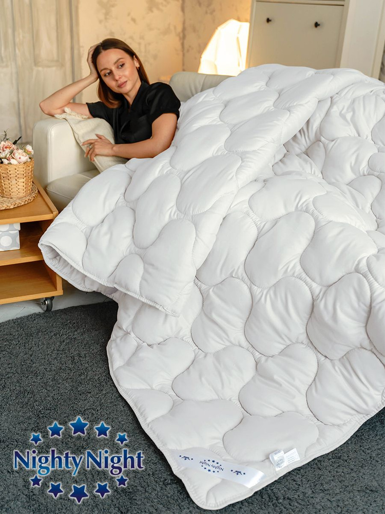 Одеяло Nighty Night "Бамбук" 1,5 спальное 140х205 см / Теплое, летнее, стеганое одеяло 350 г/м2, с гипоаллергенным #1