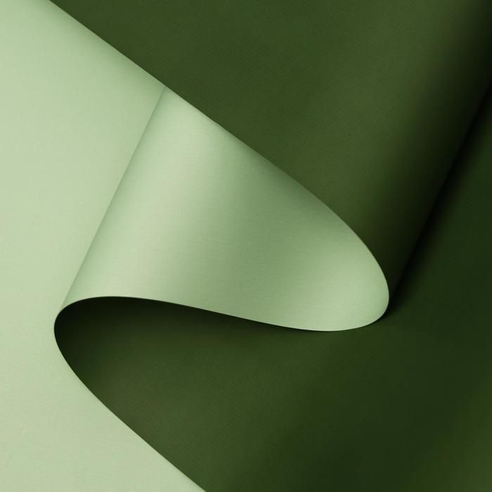 Пленка матовая двусторонняя для упаковки цветов, подарков 58 см х 10 м изумрудный/серо-зеленый  #1