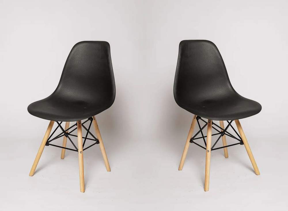 Стулья для кухни Eames, 2 шт, стул обеденный, комплект, SC - 001В черный, пластиковый  #1