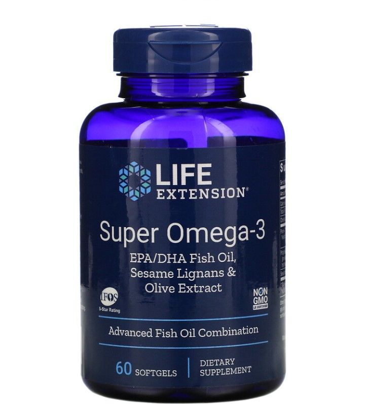 Life Extension Super Omega-3 EPA/DHA Fish Oil Sesame Lignans & Olive Extract 60 капсул #1