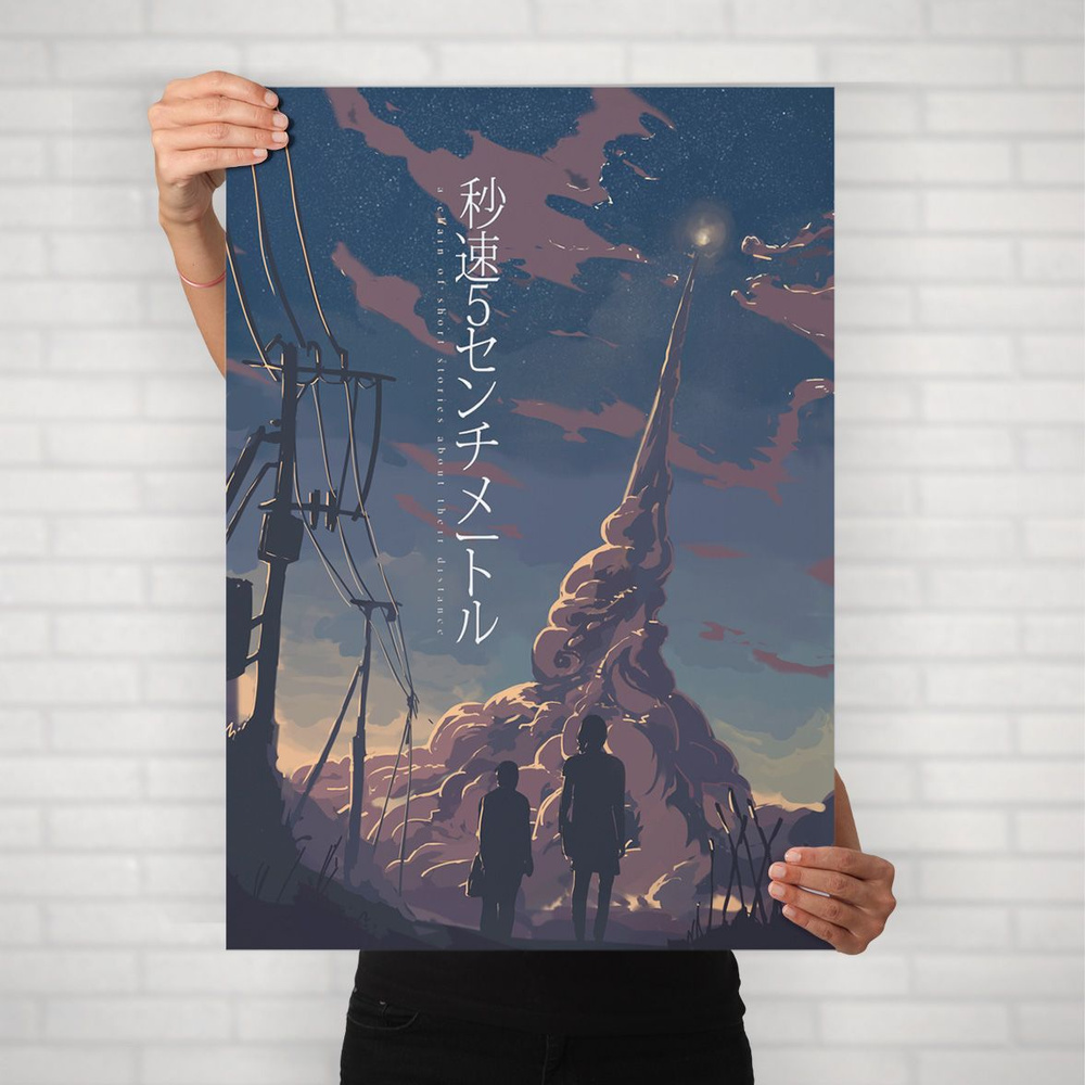 Плакат на стену для интерьера Макото Синкай (Пять сантиметров в секунду) - Постер по аниме формата А1 #1
