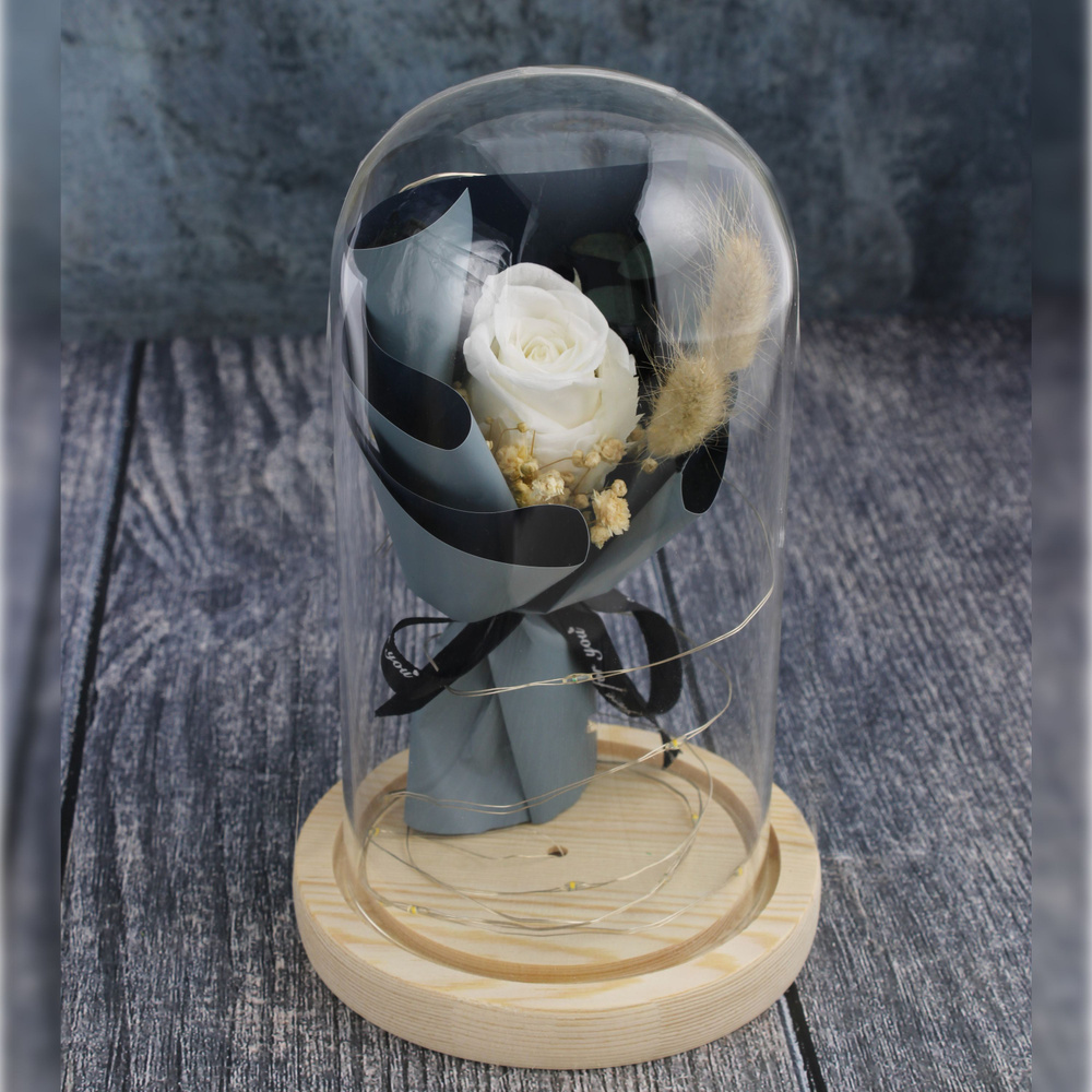 Стабилизированные цветы в стекле Роза, 21 см, 1 шт #1