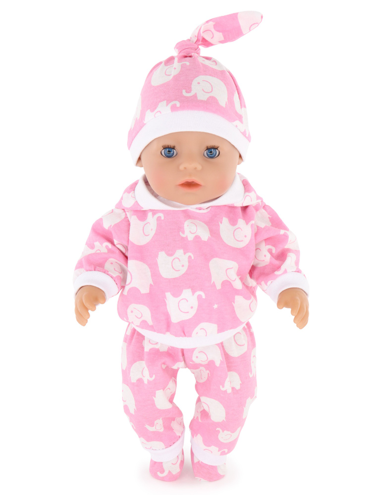 Одежда для кукол Модница Трикотажный набор для пупса Беби Бон (Baby Born) 43см ярко-розовый  #1