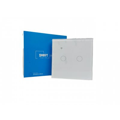 Smart Wi-Fi touch wall switch Умный сенсорный WiFi выключатель настенный (двукхнопочный, белый)  #1