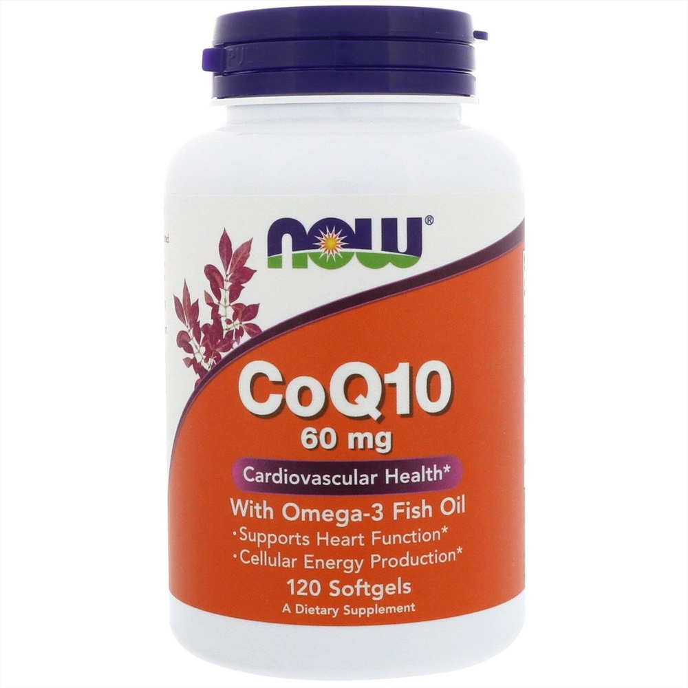 Омега 3 жирные кислоты NOW CoQ10 60 мг With Omega-3, 120 капс. #1