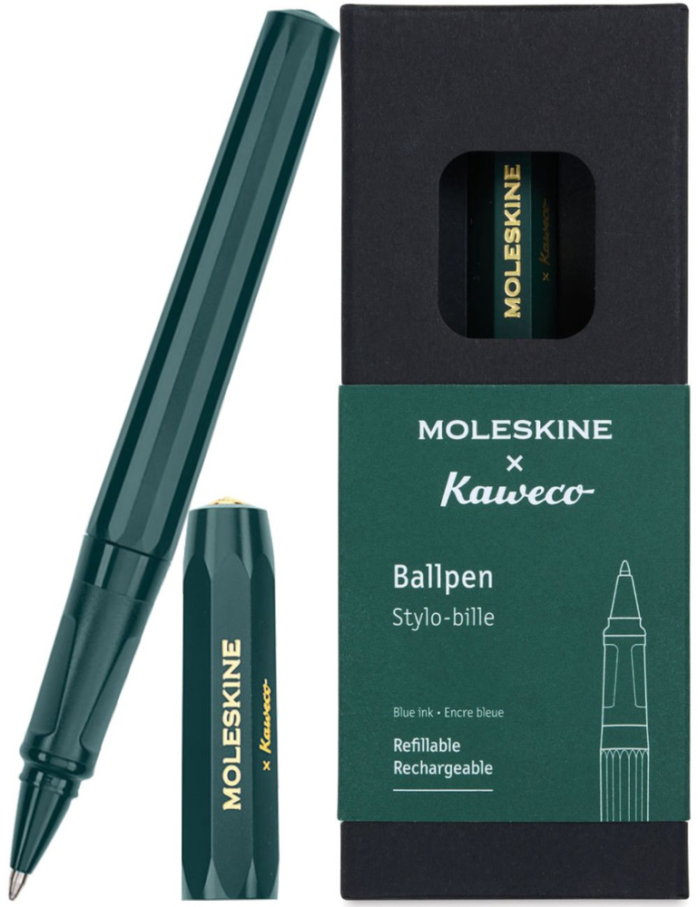 Ручка шариковая темно-зеленая MOLESKINE KAWECO (KAWBALLPENGRN) в подарочной коробке  #1
