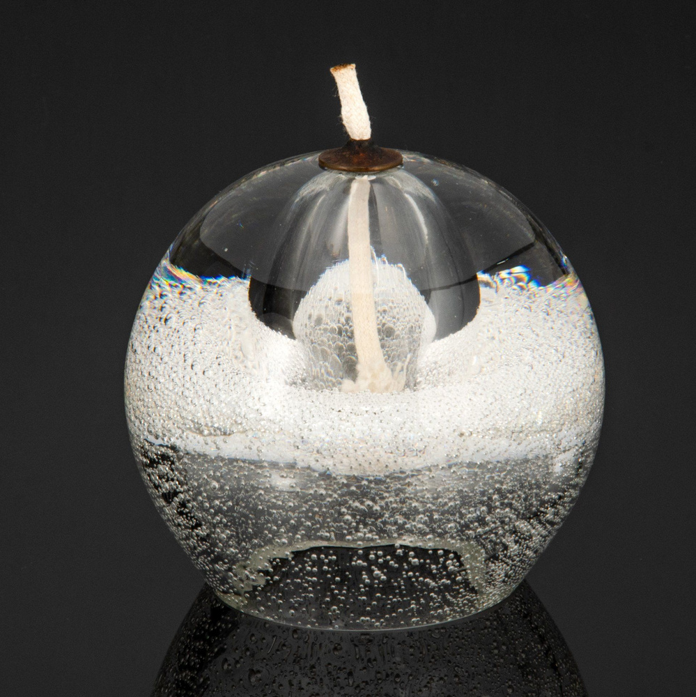 Керосиновая лампа в форме шара с эффектом бульгазе, Krosno, стекло, металл, Польша, 1980-2000 гг.  #1