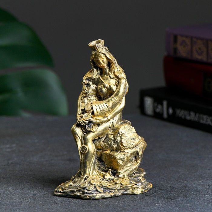 Декоративная фигурка Хорошие сувениры "Богиня Фортуна с рогом изобилия" цвет золотой, 13х8х8 см  #1