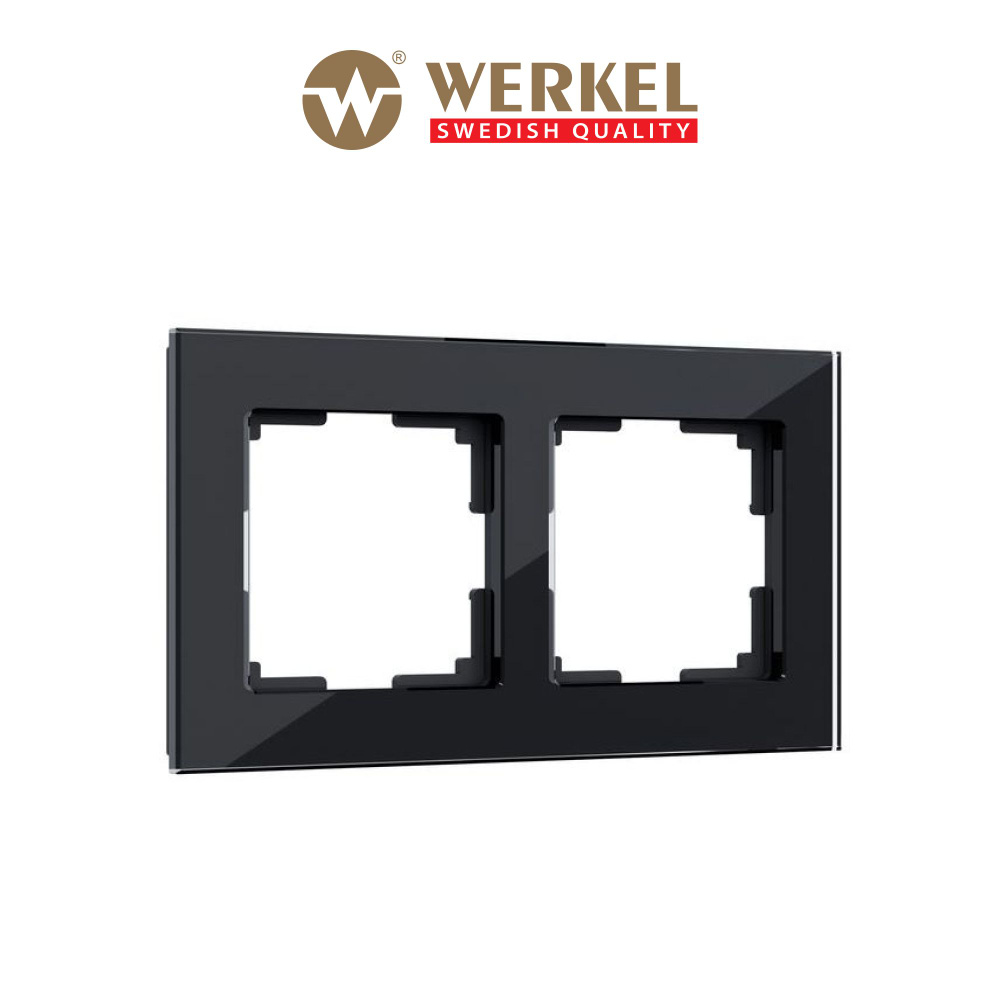Рамка для выключателей и розеток из стекла на 2 поста Werkel Favorit W0021108 черная  #1