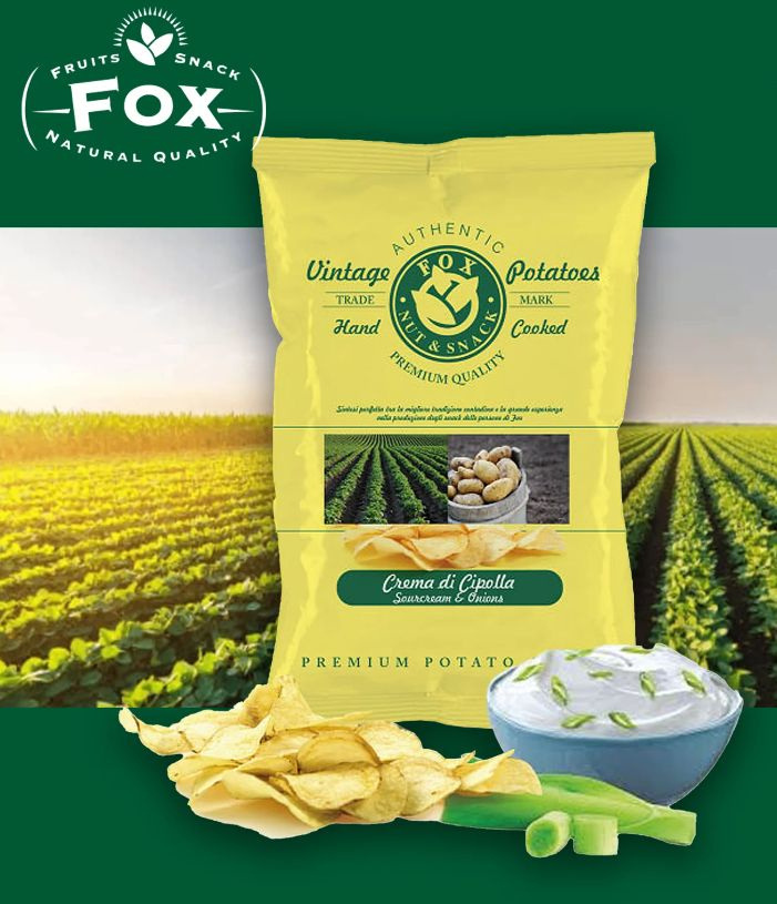 Fox чипсы картофельные со сметаной и луком 120г (Италия) #1