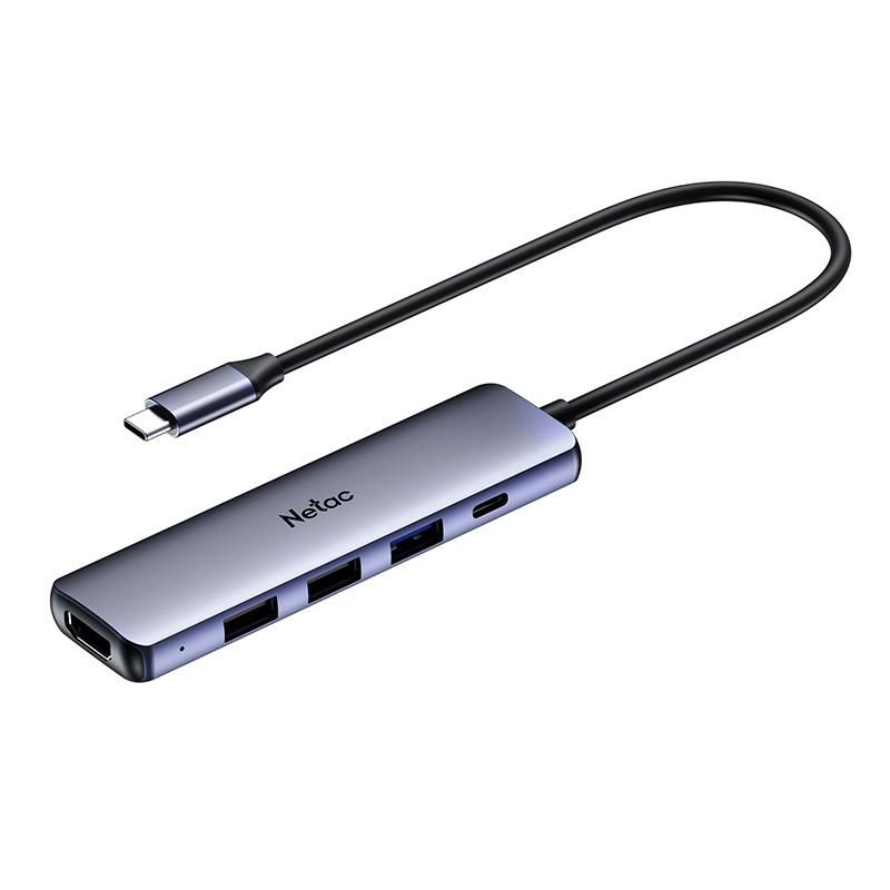 USB хаб разветвитель 3.2 Gen1 Netac WF13, 5-в-1, Type-C, USB-концентратор, 1xUSB 3.0+2xUSB 2.0+1xHDMI+1xType-C( #1