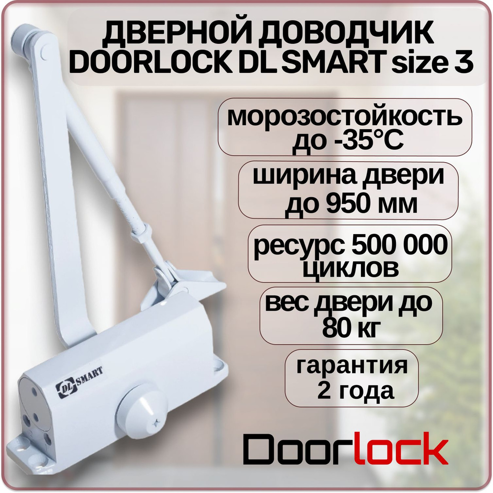 Доводчик дверной DOORLOCK DL SMART size 3 морозостойкий уличный до 80 кг  #1