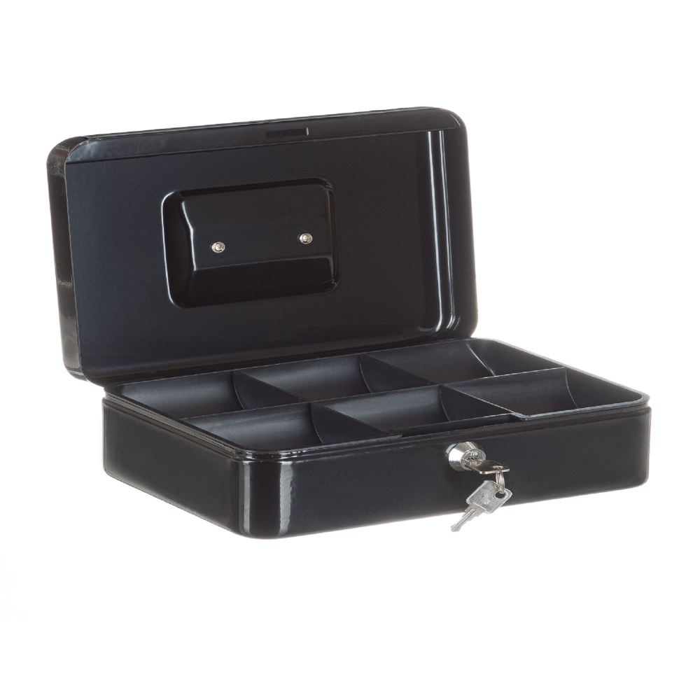 Ящик / сейф для денег SAFEBURG Keeper-25 Black Gloss, металлический кэшбокс, тайник, шкатулка с ключами #1