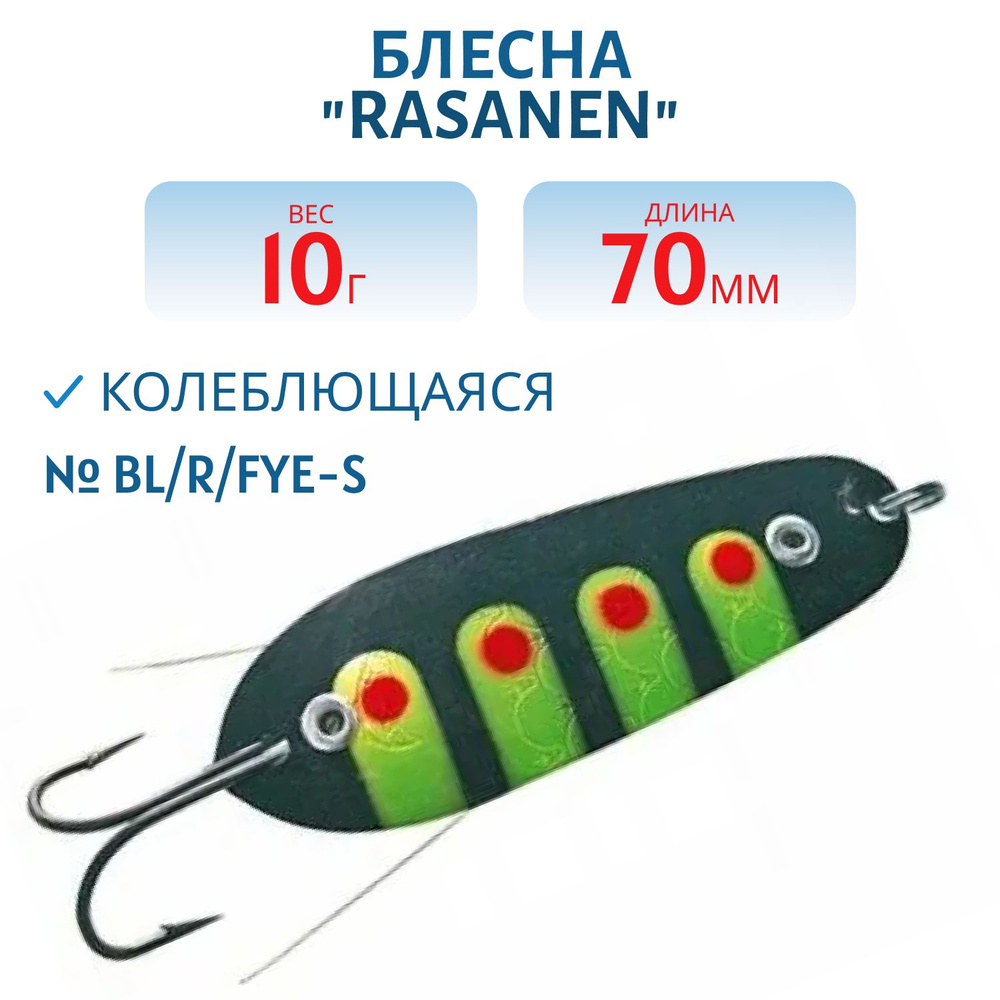 Блесна Kuusamo Rasanen 70/10 BL/R/Fye-S (незацеп.) #1