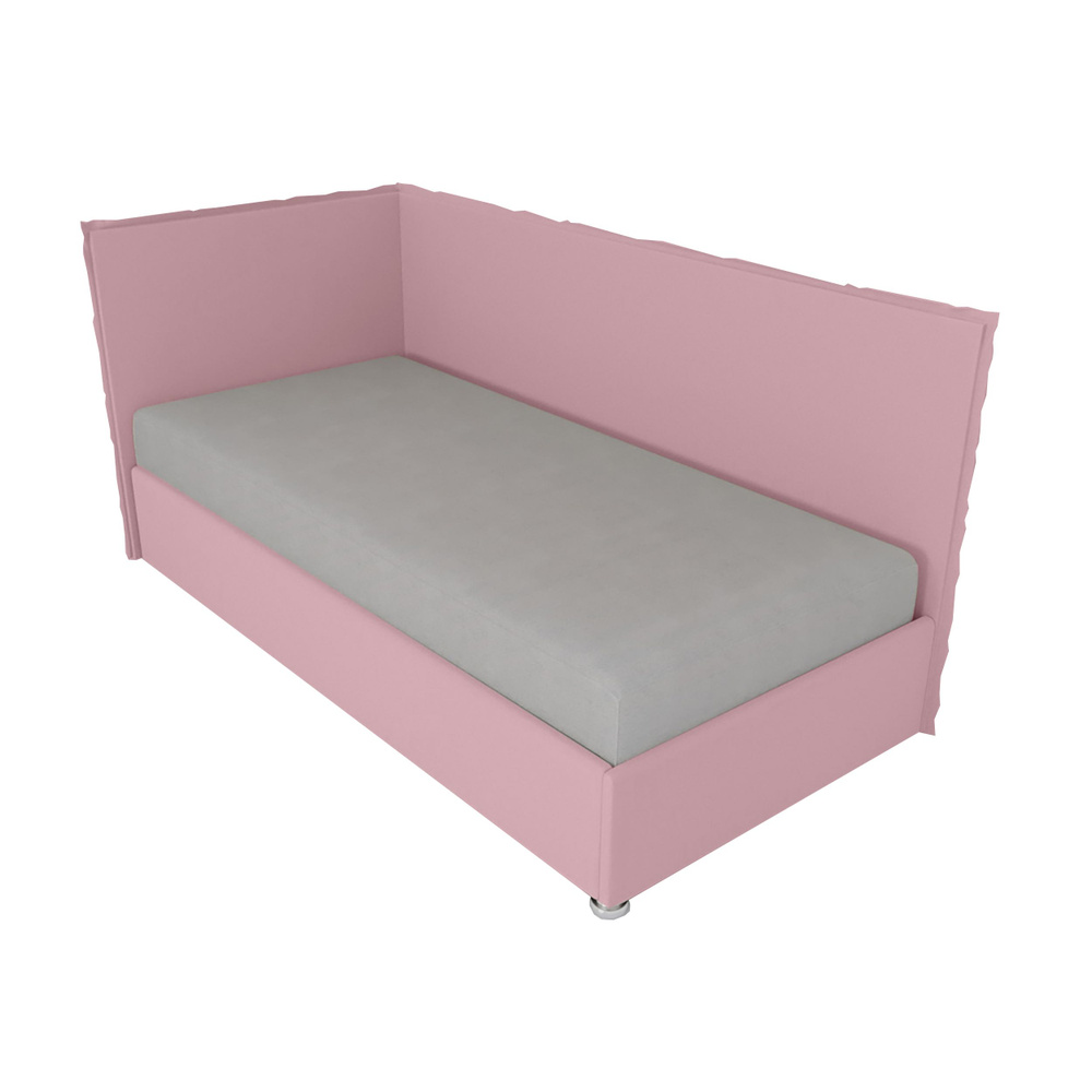 Односпальная кровать Сеул 80x200 основание металлическое с ламелями велюр розовый ножки 13 см хром угол #1