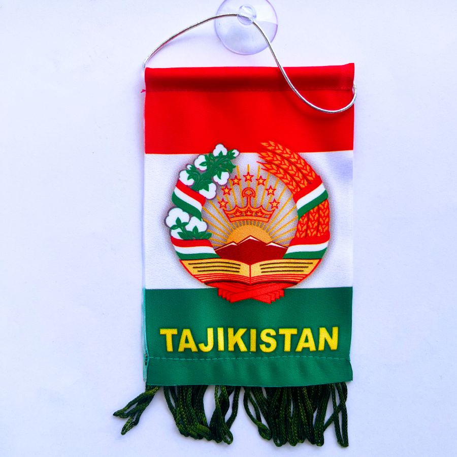 Подвеска в машину, вымпел в авто, TAJIKISTAN 8х12 Таджикистан флаг, вымпел прямоугольный на лобовое стекло #1