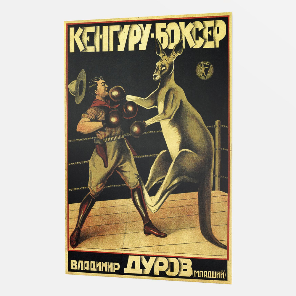 Интерьерный постер (плакат) советский - ссср - Кенгуру-Боксер - 40x60 см. - от Poster4me  #1