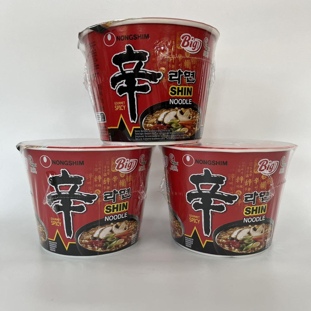 Лапша быстрого приготовления Шин Рамен Nongshim, чашка 114г х 3 шт  #1