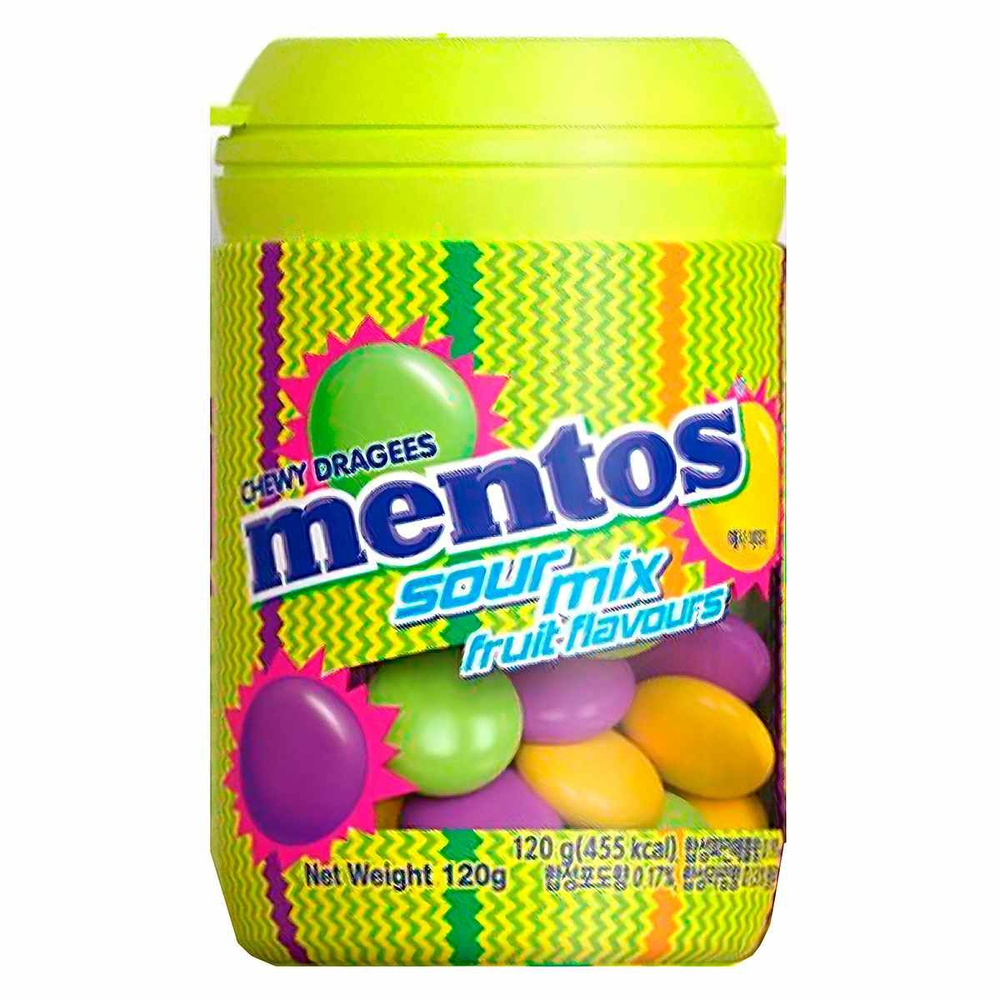 Жевательная конфеты Mentos Sour Mix Bottle / Кислый микс, 120г #1