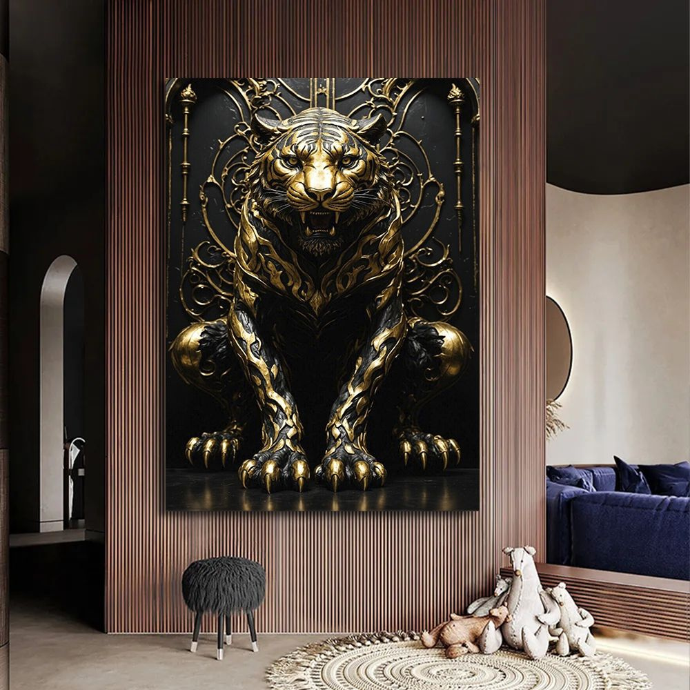 Картина тигр в золоте, 40х60 см. #1
