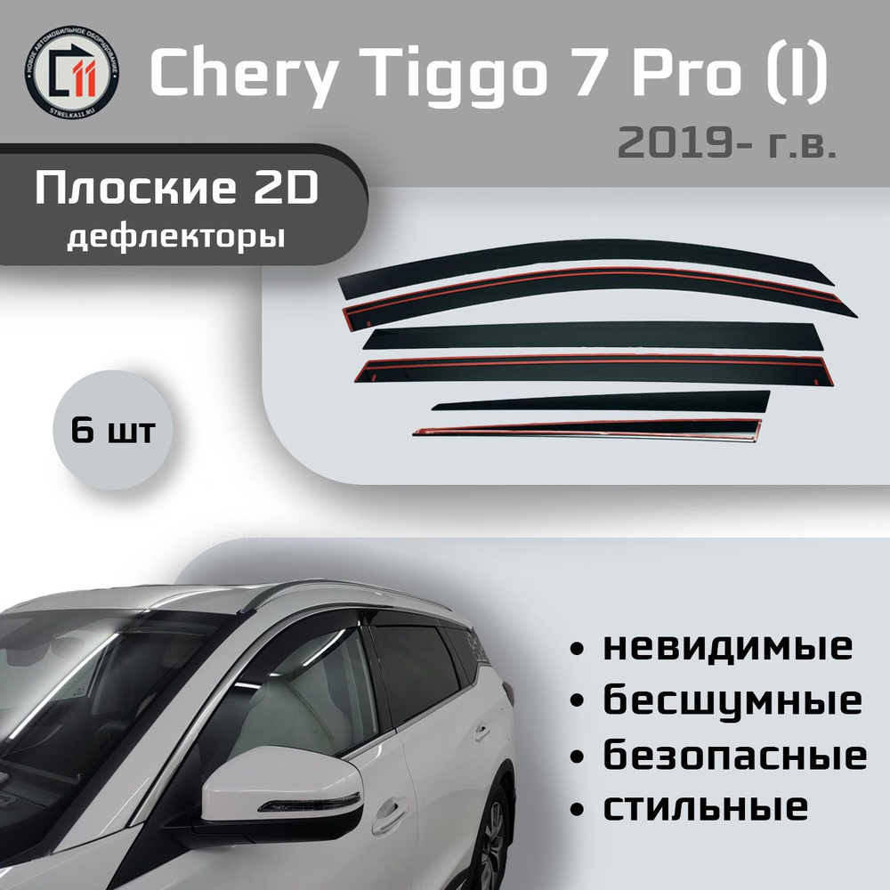 Дефлектор 2D для CHERY TIGGO 7 Pro 2019- (I) / TIGGO 7 Pro Max 2022- (I), 6шт #1