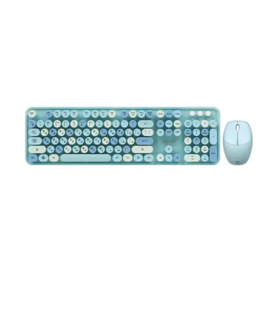 DEXP Комплект мышь + клавиатура беспроводная Набор клавиатура и мышь, голубой, белый  #1