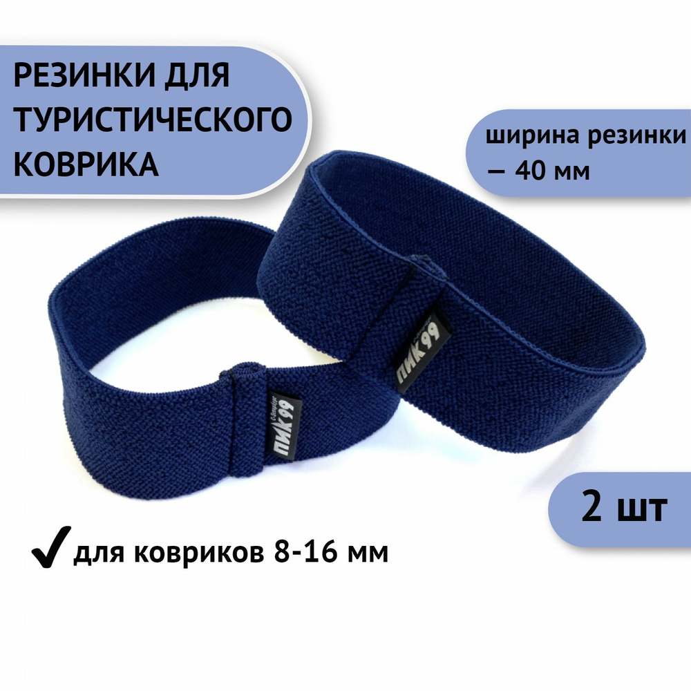 Резинка-стяжка для походного туристического коврика-пенки, широкая, 40 мм, ПИК-99 (комплект 2 шт), синяя #1