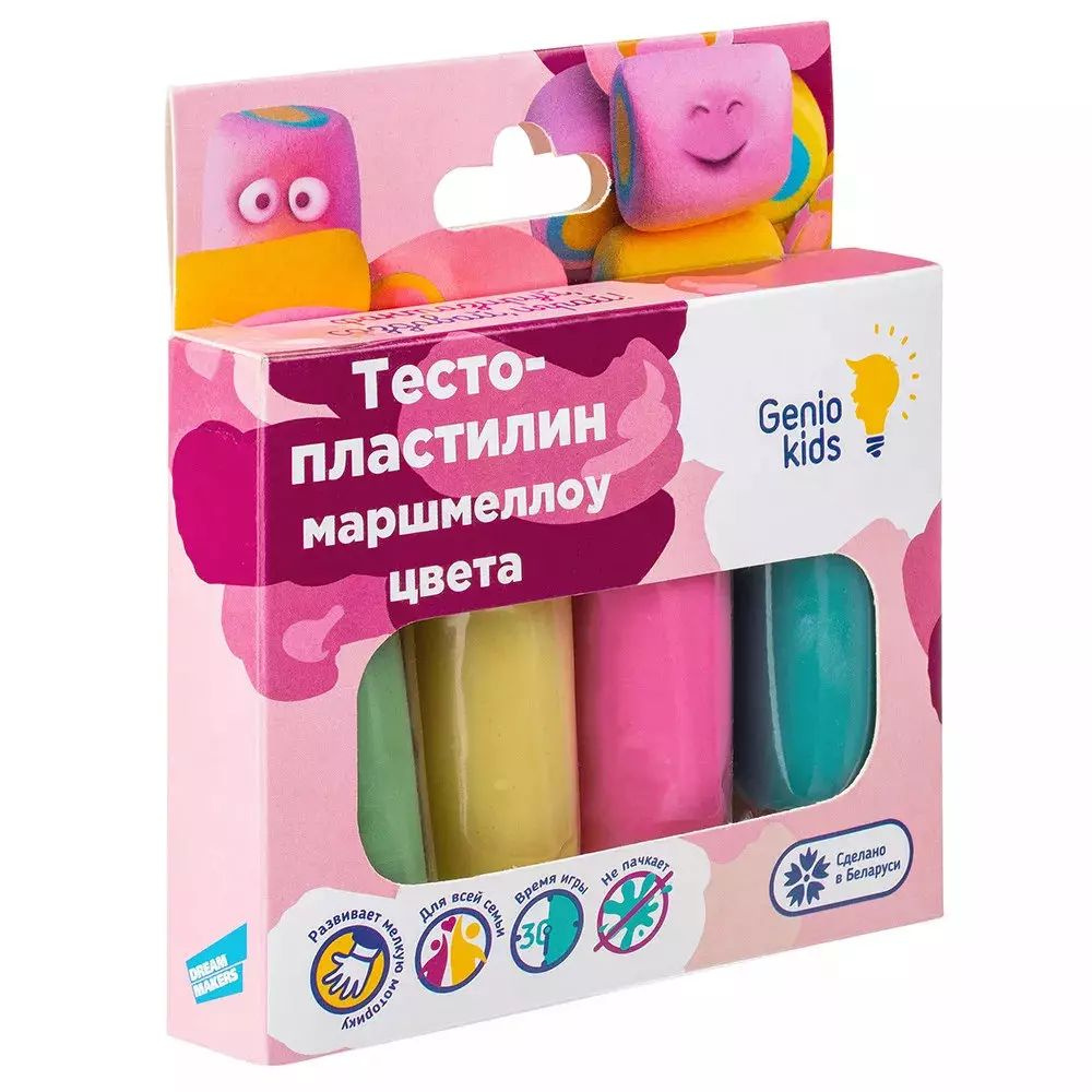Набор для детской лепки ТМ GENIO KIDS-ART Тесто-пластилин 4 цвета Зефирные цвета (ТА1088) (120г)  #1
