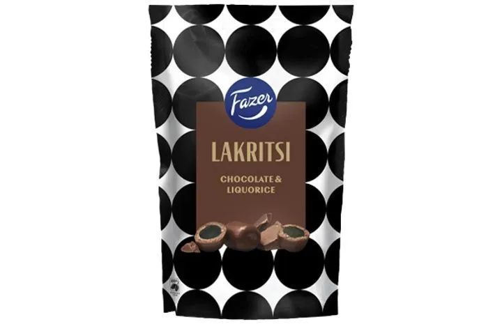 Fazer lakritsi chocolate&liquorice лакричные конфеты в молочном шоколаде 140 гр, (из Финляндии)  #1