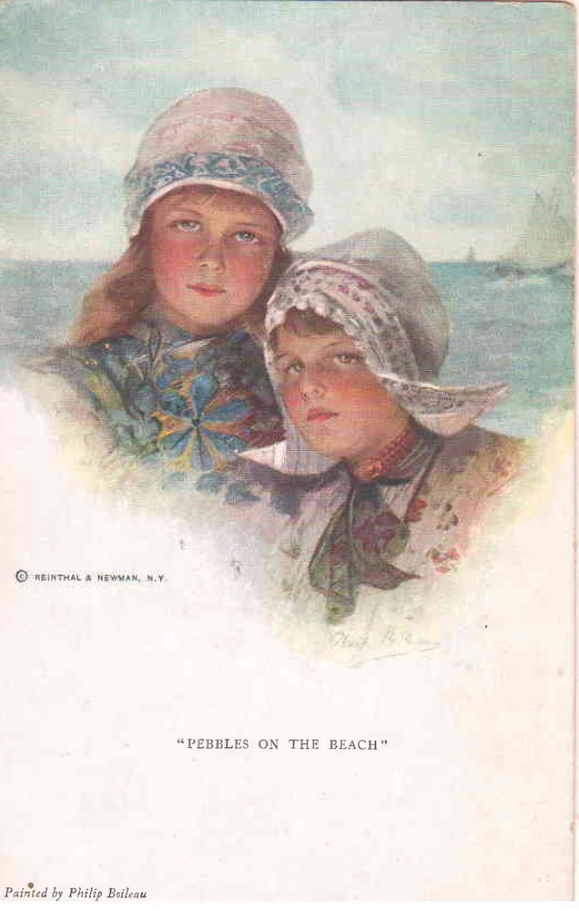 Антикварная открытка "Девочки на пляже". США, 1910-1920 #1