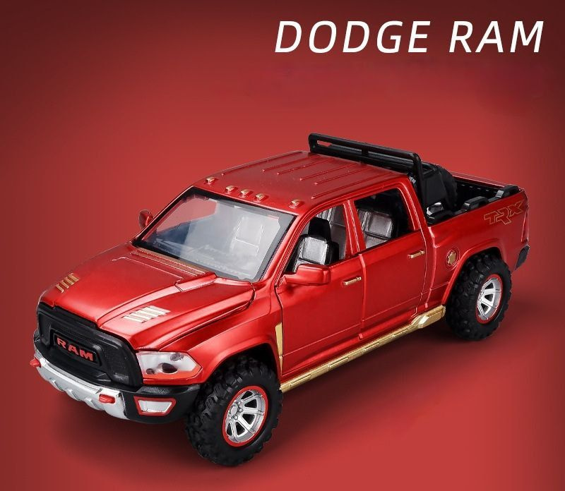 Коллекционная модель Dodge RAM TRX В ПОДАРОЧНОЙ УПАКОВКЕ Машинка металлическая инерционная 1:32 красная, #1