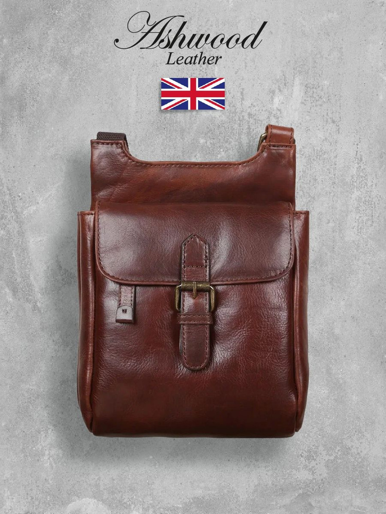 Сумка мужская через плечо кожаная Ashwood Leather 8142 Brown #1