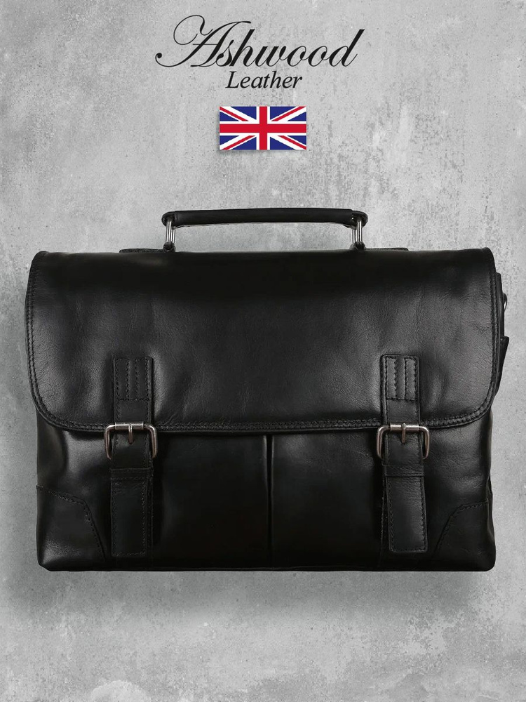 Портфель мужской кожаный Ashwood Leather Elliot Black #1