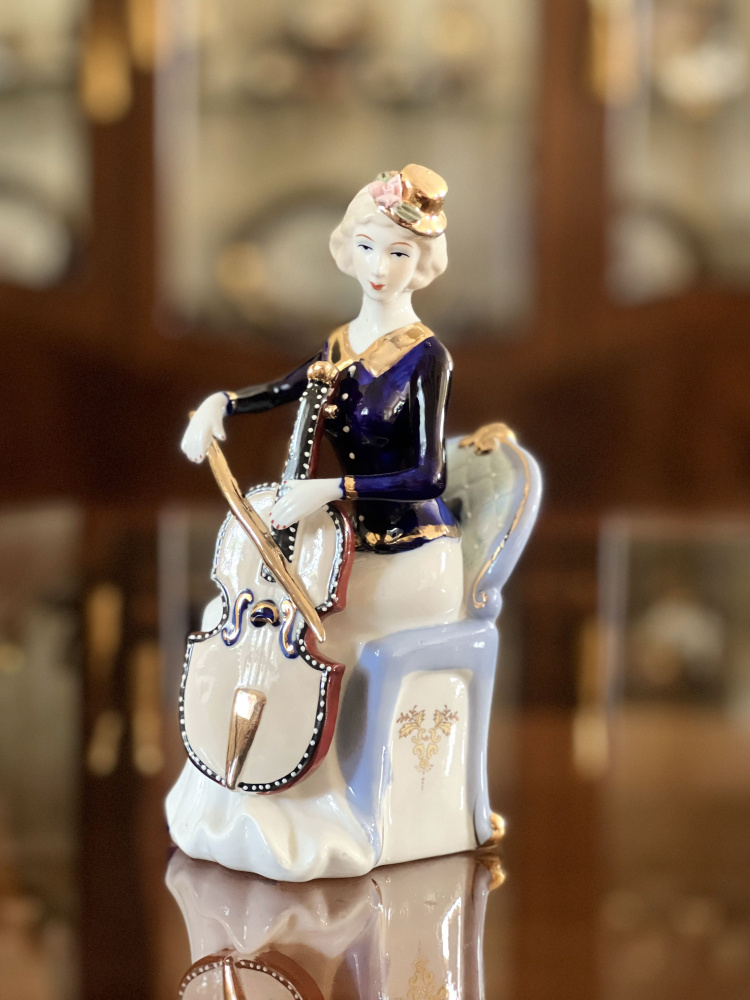 Дама с виолончелью, Девушка, статуэтка, фарфор, 23 см #1