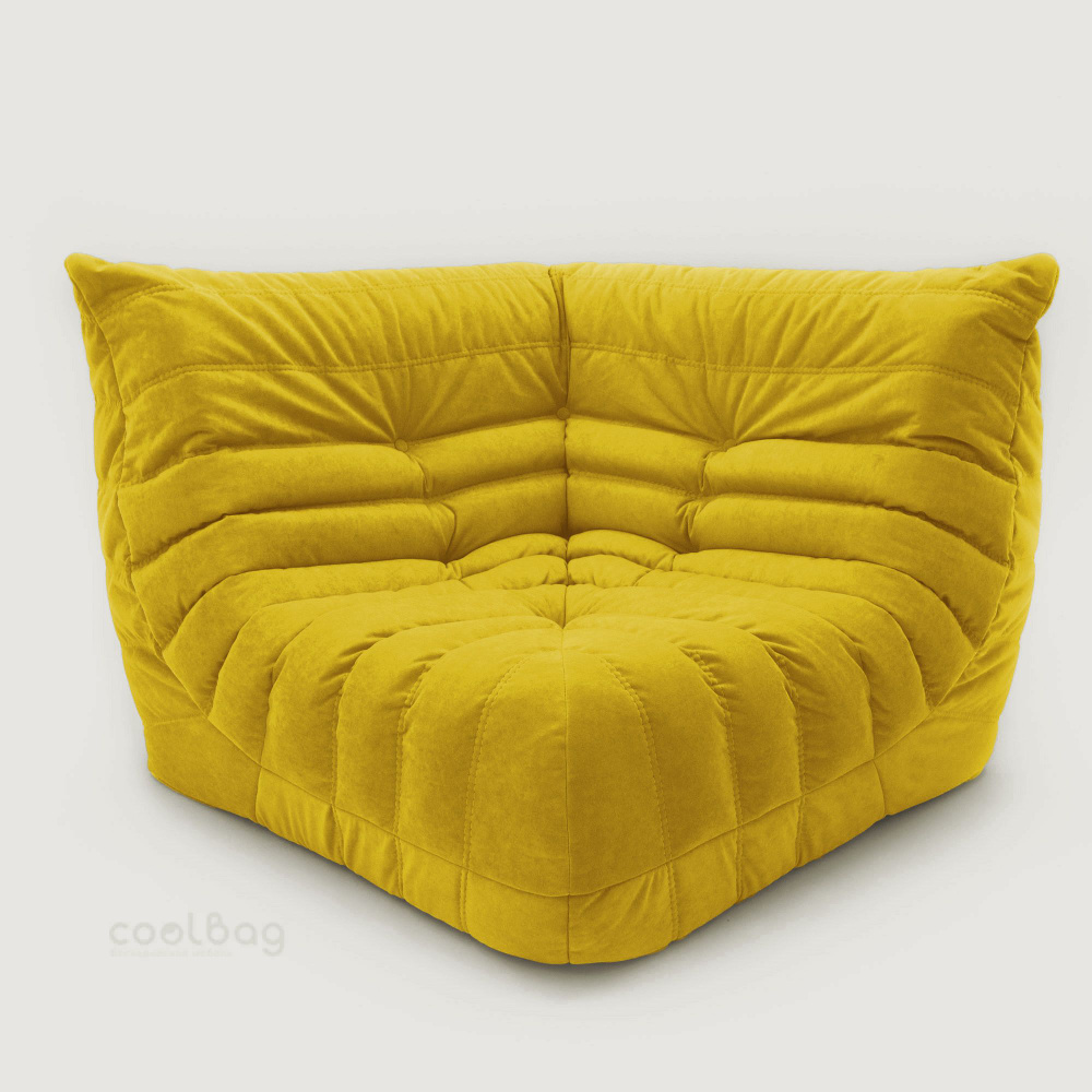 coolbag Бескаркасный диван Диван, Микровелюр, Размер XXXXL,желтый, серый  #1