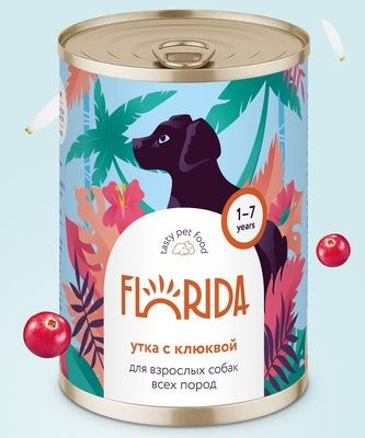 Florida (Флорида) консервы для собак "Утка с клюквой", 3 шт по 240г  #1