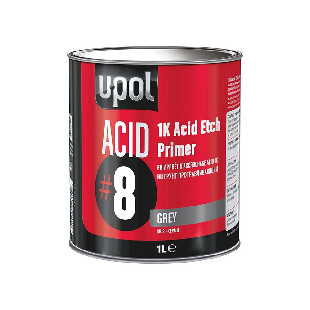 Грунт кислотный протравливающий автомобильный U-POL ACID/1 Acid 8 Etch Primer 1K серый 1 л.  #1