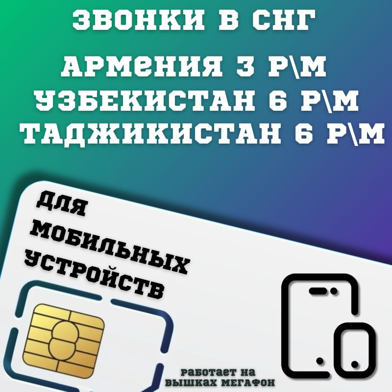 SIM-карта Сим карта интернет, звонки в Узбекистан, Кыргызстан, Таджикистан BBNTP22MEG (Вся Россия)  #1