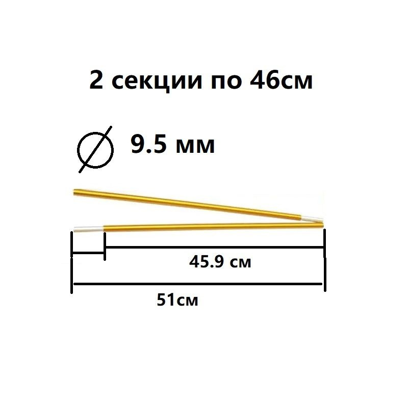 Секции для палаток алюминиевые 9,5мм, комплект из 2 секций, каркас для туристической палатки  #1