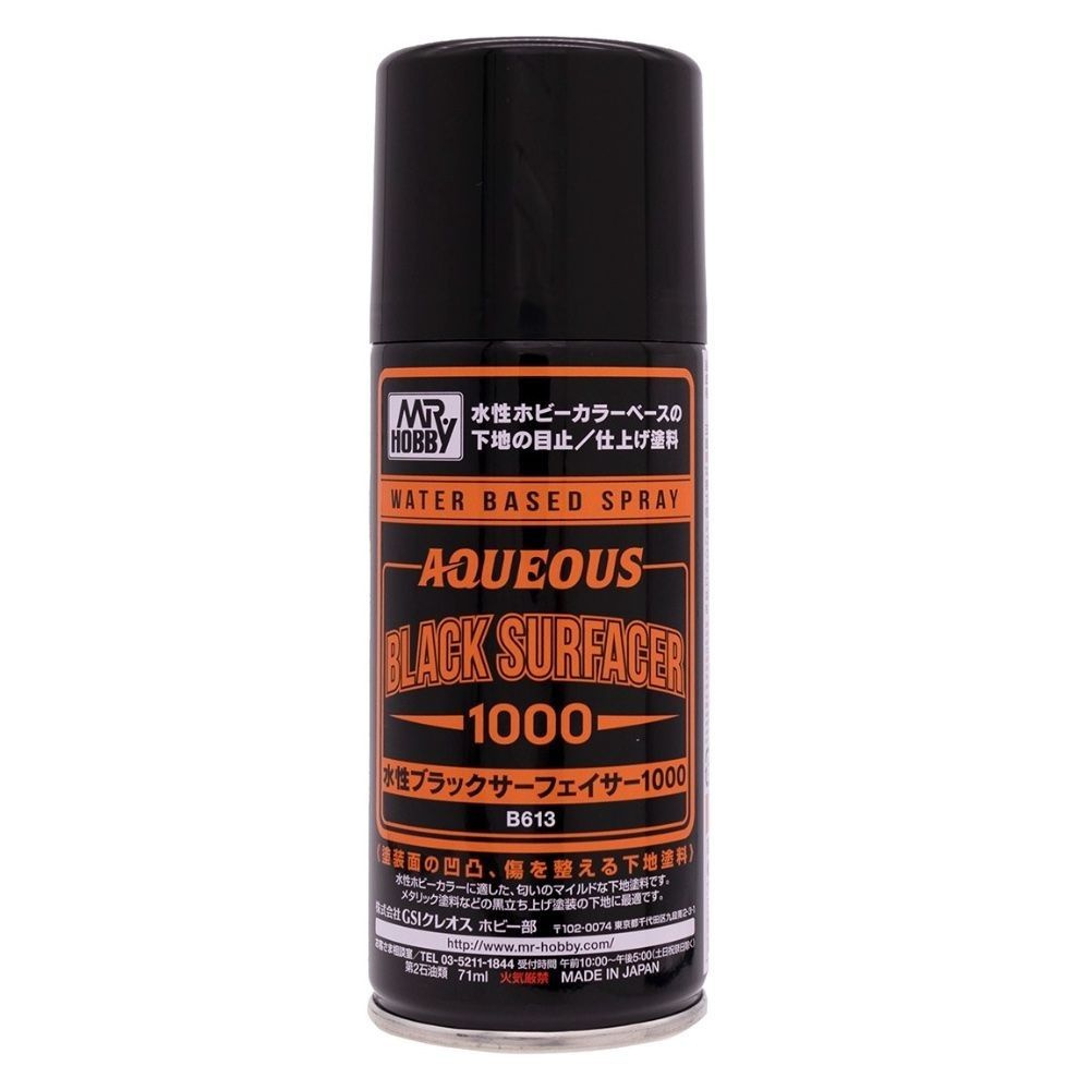 Чёрная грунтовка Mr. Hobby B-613 Mr. Aqueous Black Surfacer 1000, 170 мл. #1